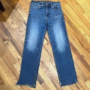 American Eagle Jeans Womens Blue Denim Raw Hem Tag 29x 32